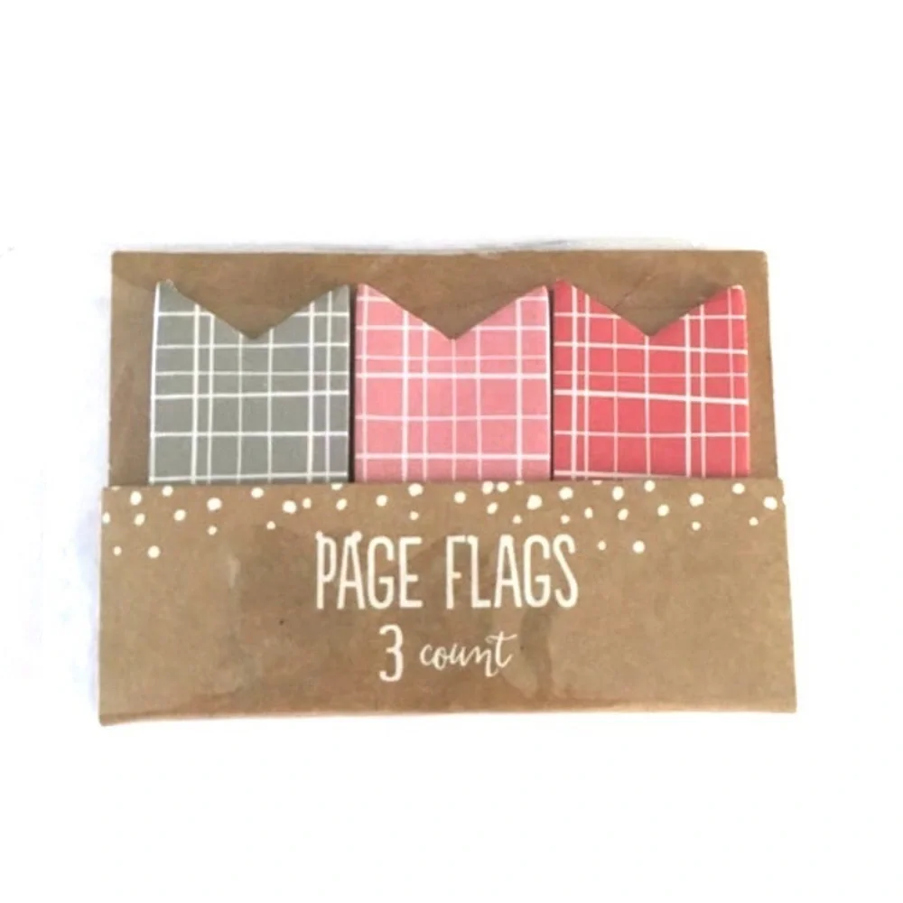 Christmas Stationery Set Planner Accessories List Pad Pens Plaid Page Flags